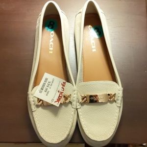 Coach leather loafers,size 8, white